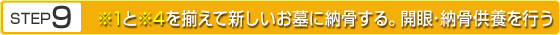 STEP9 ※1と※4を揃えて新しいお墓に納骨する。開眼・納骨供養を行う