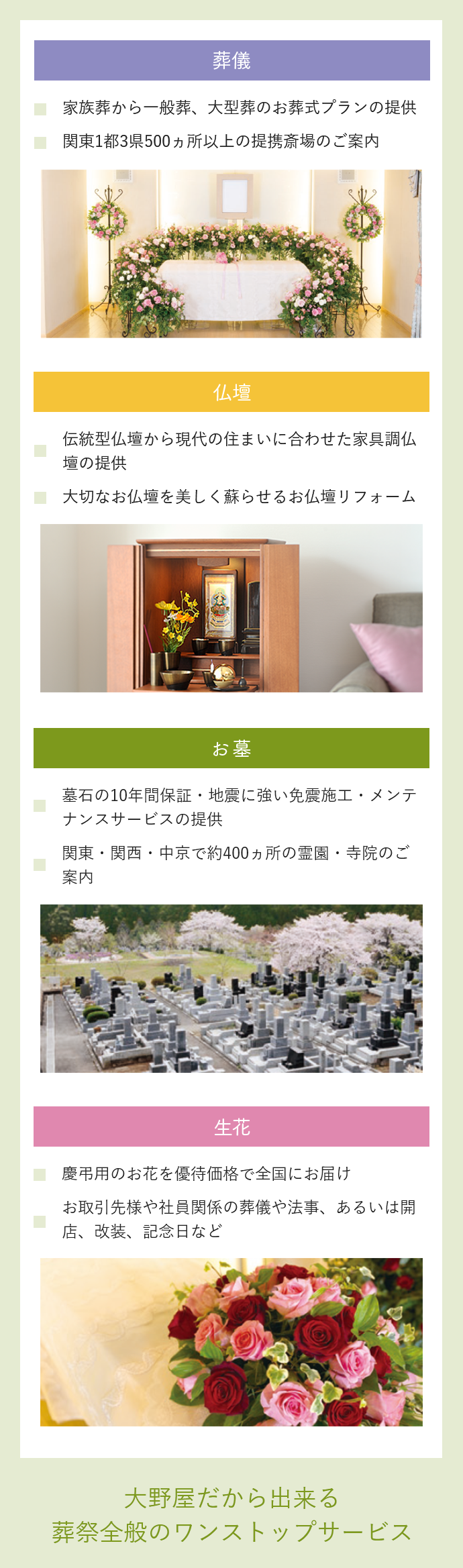 福利厚生 業務提携のすすめ 法人向けサービス メモリアルアートの大野屋 お墓 墓地 墓石 霊園 家族葬 葬儀 お葬式 仏壇 仏具