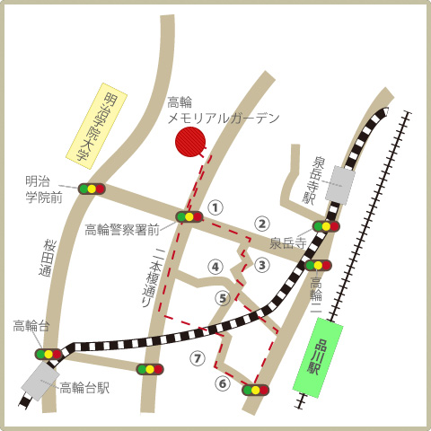 高輪の坂を散歩しよう　Aコースの地図